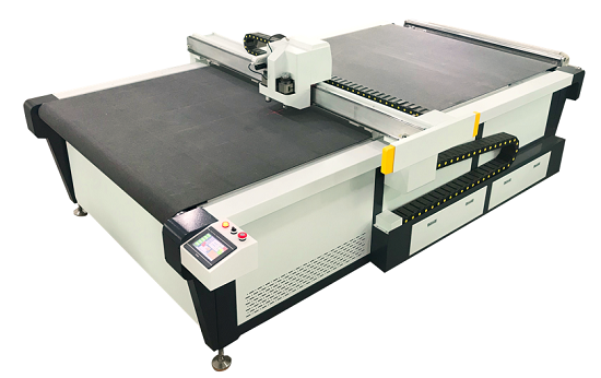 Máquina de corte de muestra de vibración de cuero y ropa con mesa de alimentación automática